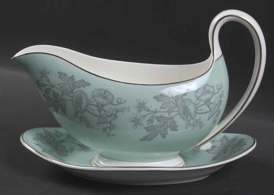 Wildflower Green Gravy Boat & Underplate by Wedgwood-1