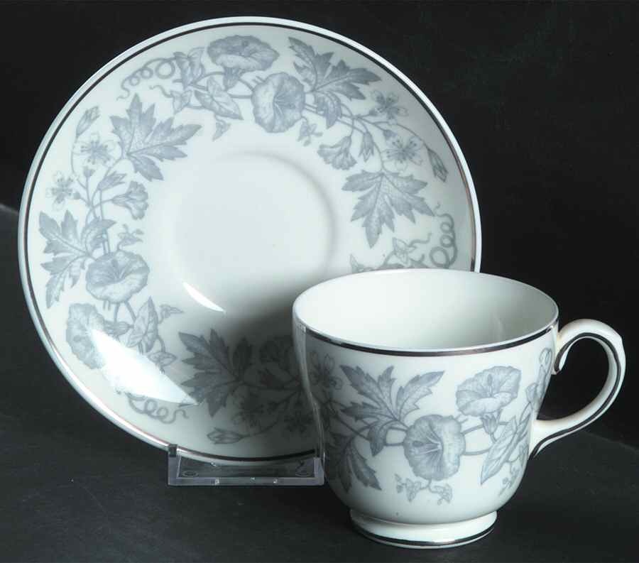 Wildflower Gray Footed Cup & Saucer Set by Wedgwood-1