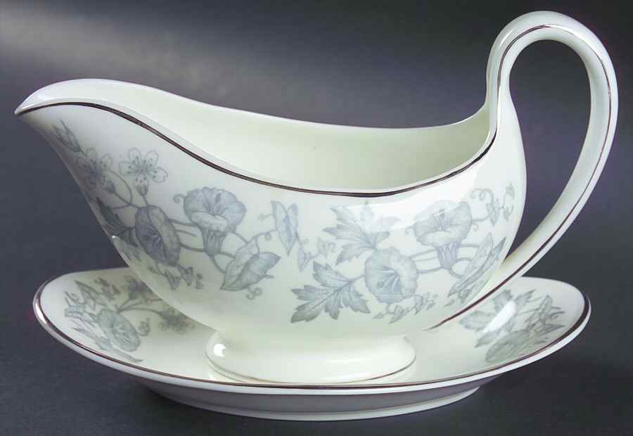 Wildflower Gray Gravy Boat & Underplate/Relish by Wedgwood-1