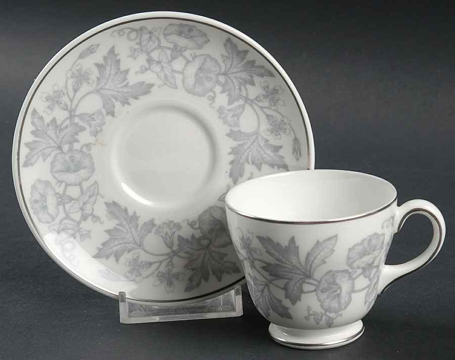 Wildflower Gray Footed Demitasse Cup & Saucer Set by Wedgwood-1