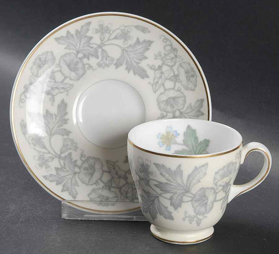 Wildflower Ivory Footed Demitasse Cup & Saucer Set by Wedgwood-1