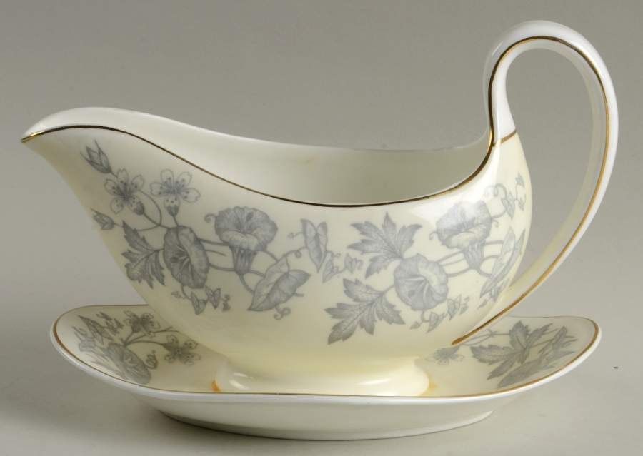 Wildflower Ivory Gravy Boat with Attached Underplate by Wedgwood-1