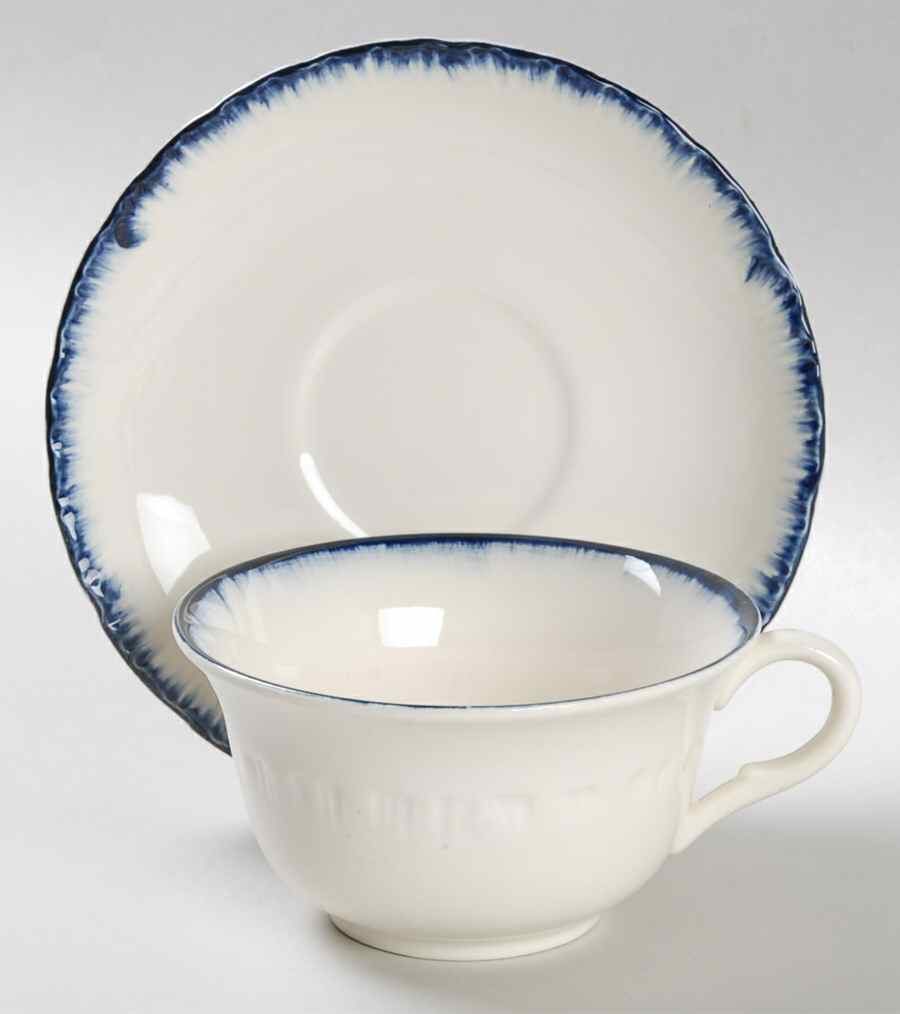 Williamsburg Blue Flat Cup & Saucer Set by Wedgwood-1