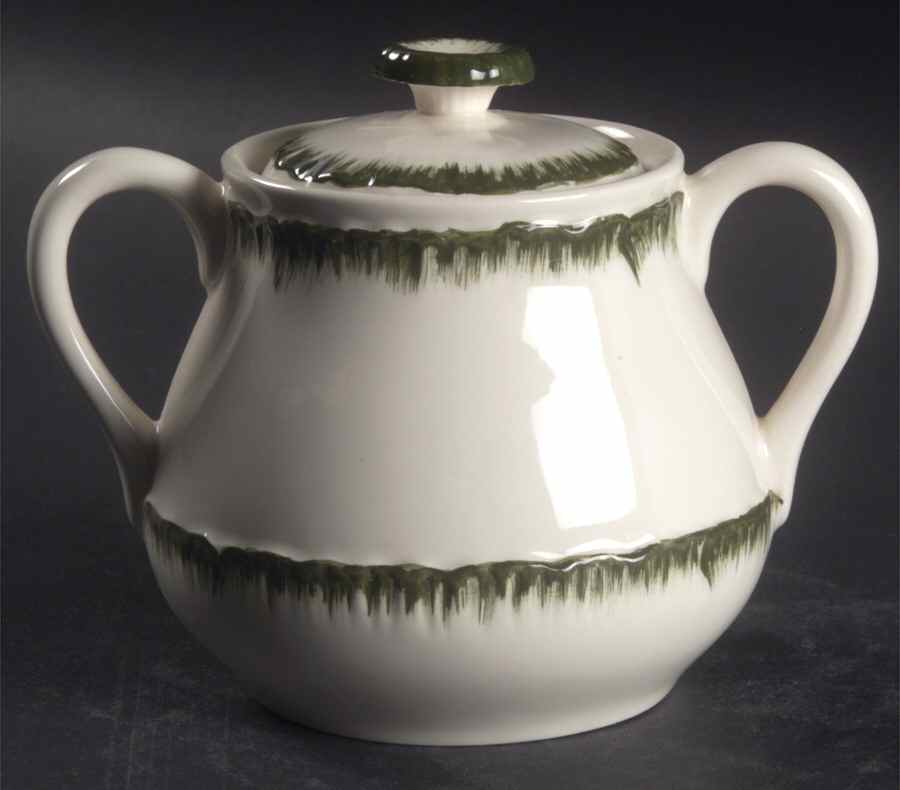 Williamsburg Green Sugar Bowl & Lid by Wedgwood-1