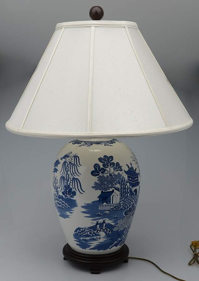 Willow Blue (Newer, Smooth) 26" Electric Lamp & Shade by Wedgwood-1