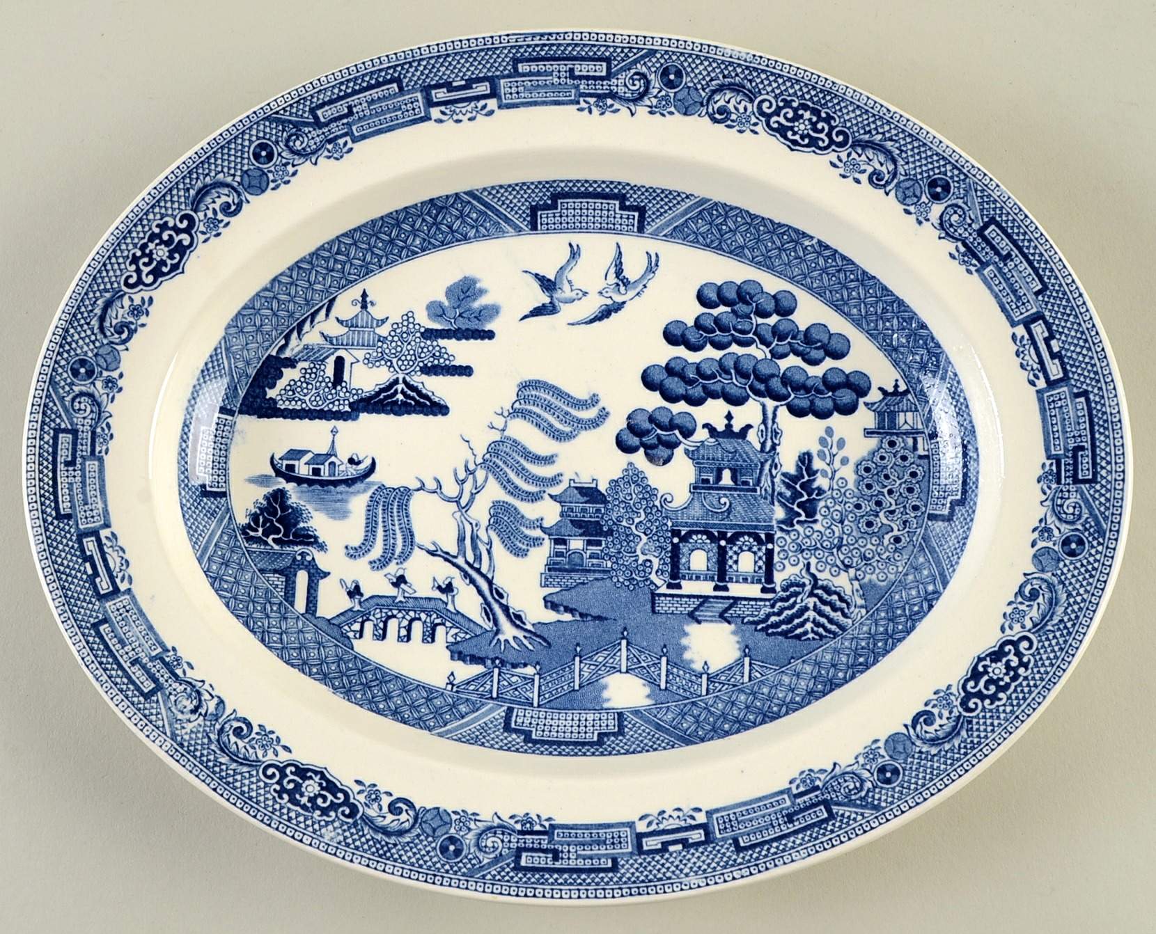 Willow Blue (Newer, Smooth) 10" Oval Serving Platter by Wedgwood-1
