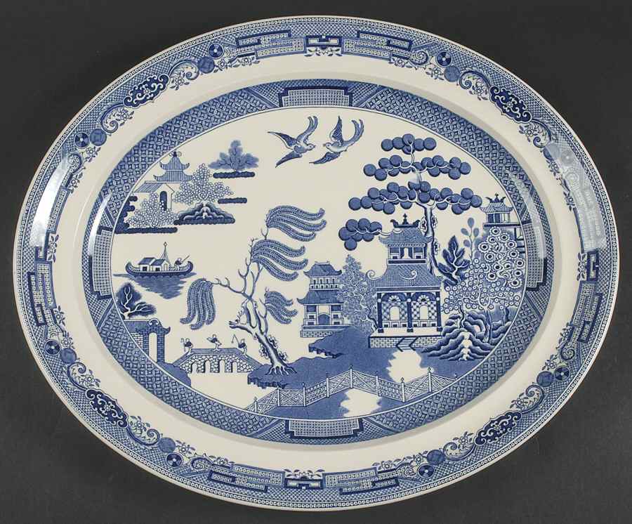 Willow Blue (Newer, Smooth) 16" Oval Serving Platter by Wedgwood-1