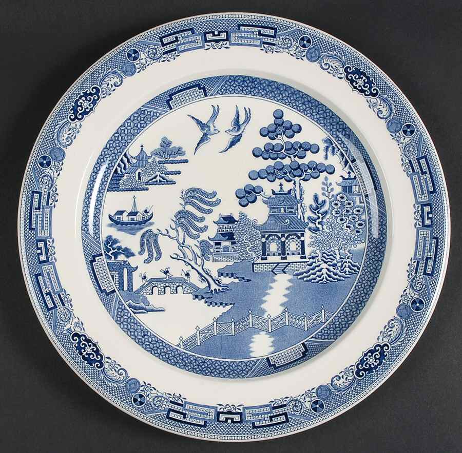 Willow Blue (Newer, Smooth) 12" Chop Plate (Round Platter) by Wedgwood-1