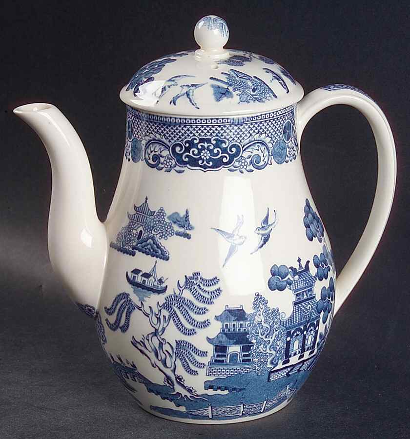 Willow Blue (Newer, Smooth) Mini Coffee Pot & Lid by Wedgwood-1