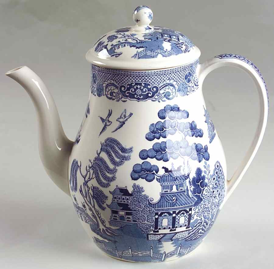 Willow Blue (Newer, Smooth) Coffee Pot & Lid by Wedgwood-1