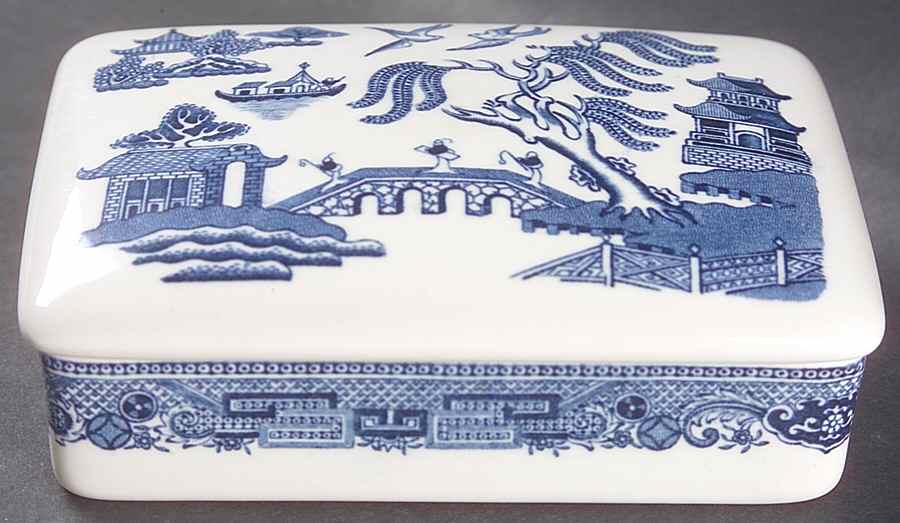Willow Blue (Newer, Smooth) Cigarette Box & Lid by Wedgwood-1