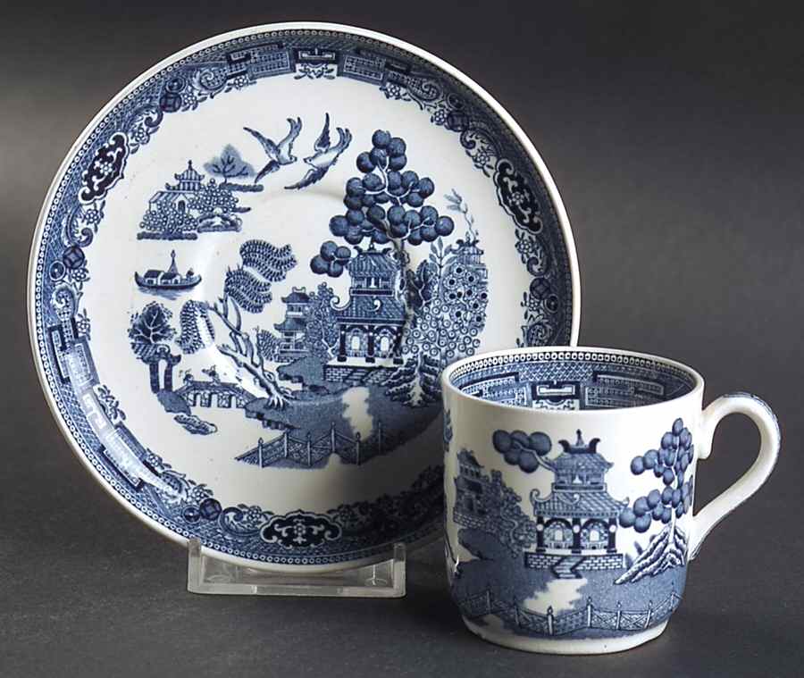 Willow Blue (Newer, Smooth) Flat Demitasse Cup & Saucer Set by Wedgwood-1