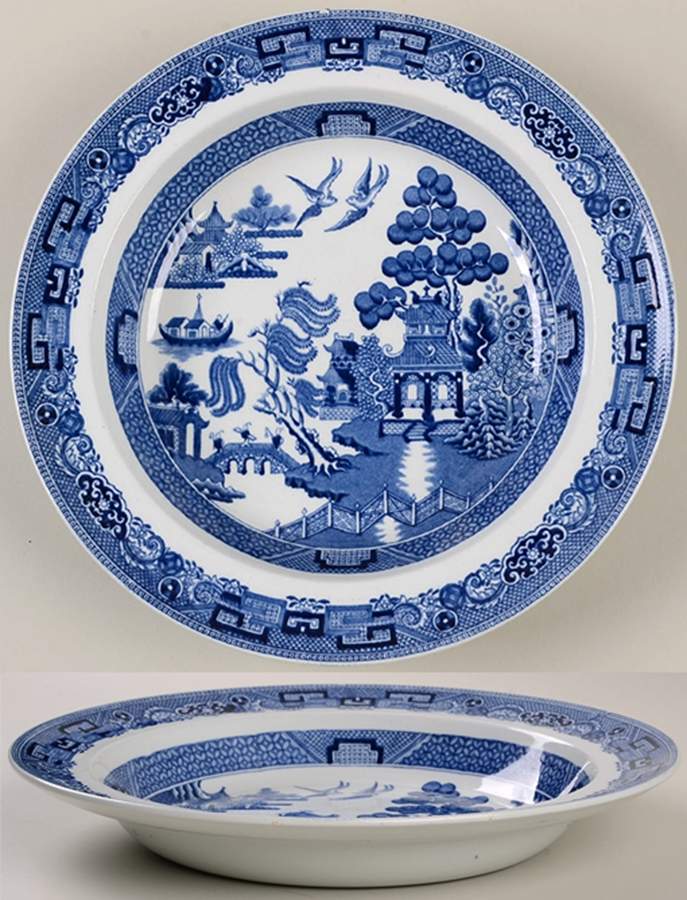 Willow Blue (Newer, Smooth) Large Rim Soup Bowl by Wedgwood-1