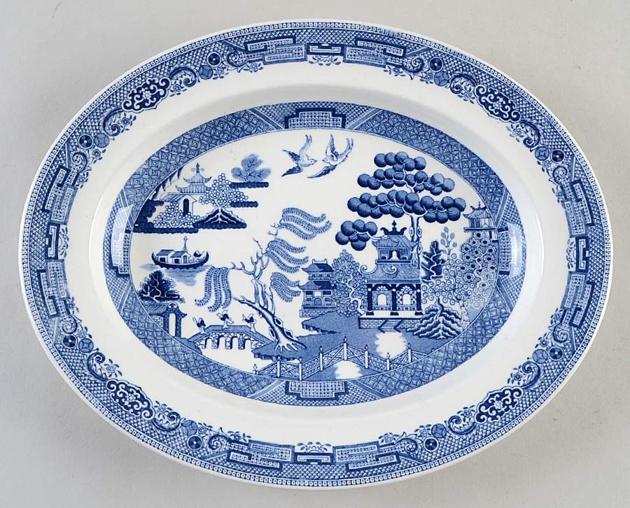 Willow Blue (Older, Smooth) 10" Oval Serving Platter by Wedgwood-1