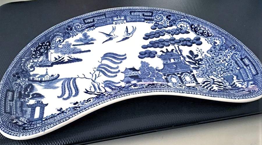 Willow Blue (Older, Smooth) Crescent Salad Plate by Wedgwood-1