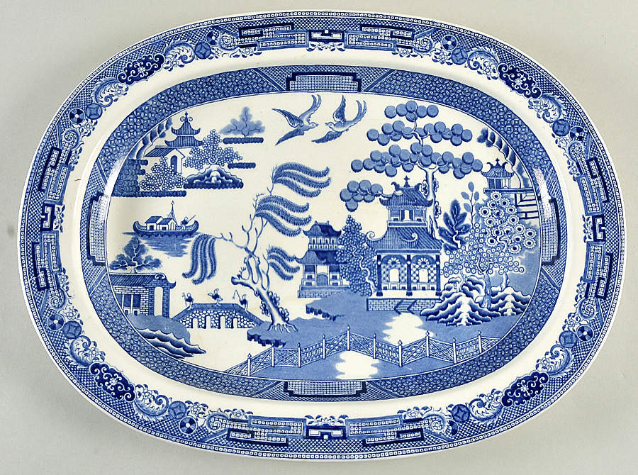 Willow Blue (Older, Smooth) 16" Oval Serving Platter by Wedgwood-1