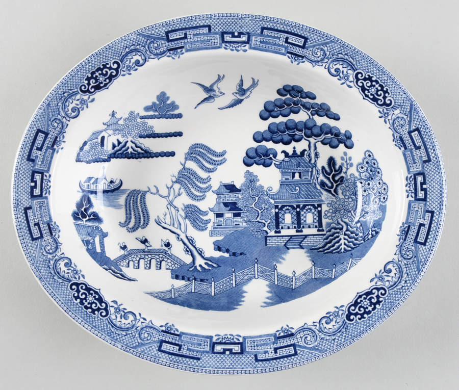 Willow Blue (Older, Smooth) 10" Oval Vegetable Bowl by Wedgwood-1