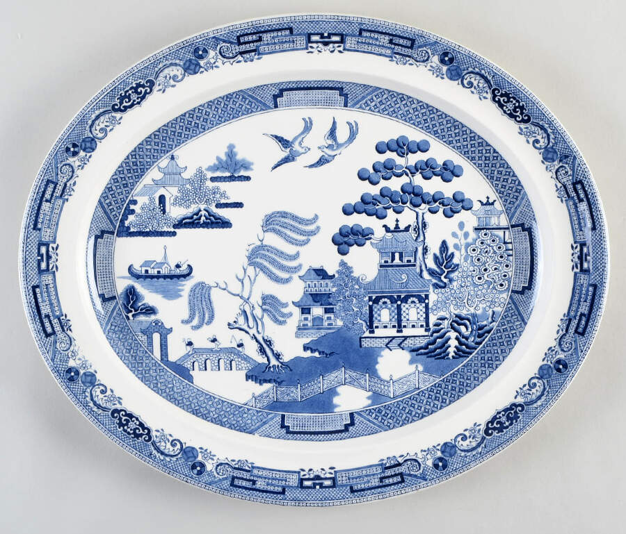 Willow Blue (Older, Smooth) 16" Oval Serving Platter by Wedgwood-1