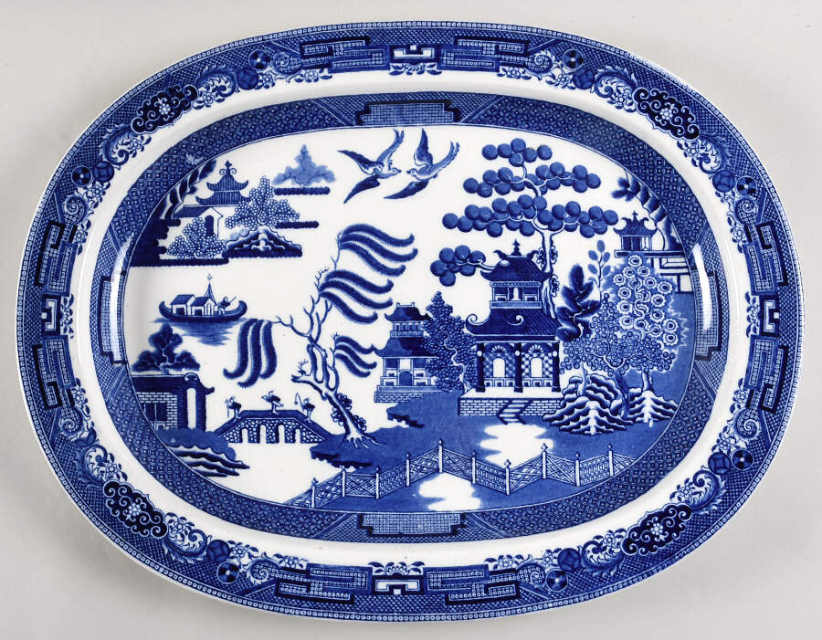 Willow Blue (Older, Smooth) 18" Oval Serving Platter by Wedgwood-1