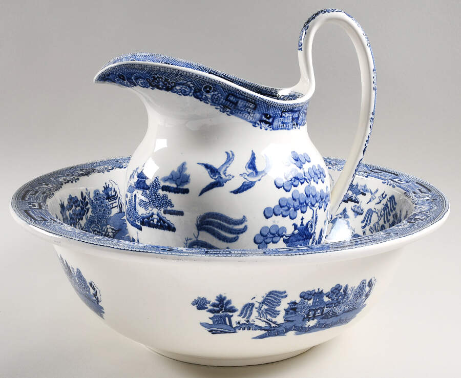 Willow Blue (Older, Smooth) 112 Oz Pitcher and Bowl Set by Wedgwood-1