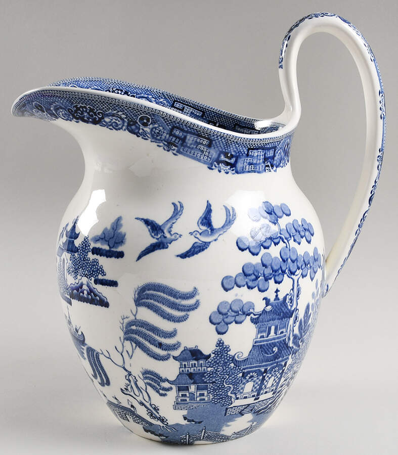 Willow Blue (Older, Smooth) Pitcher for 112 Oz Pitcher and Bowl by Wedgwood-1