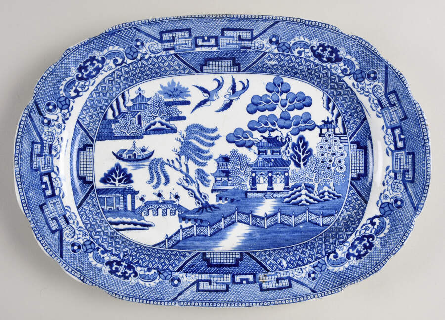 Willow Blue (Older, Smooth) 12" Oval Serving Platter by Wedgwood-1