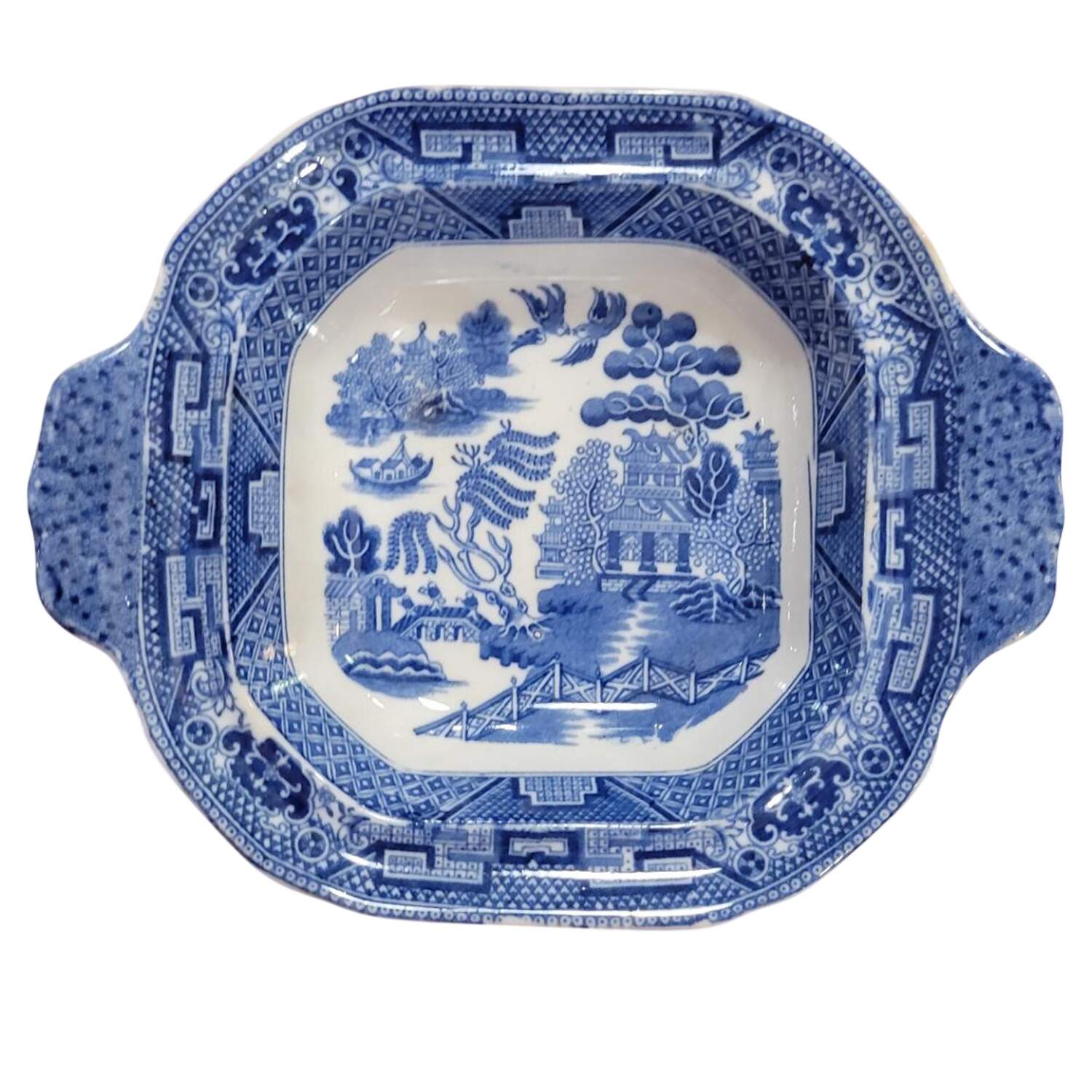 Willow Blue (Older, Smooth) 7" Square Vegetable Bowl by Wedgwood-1