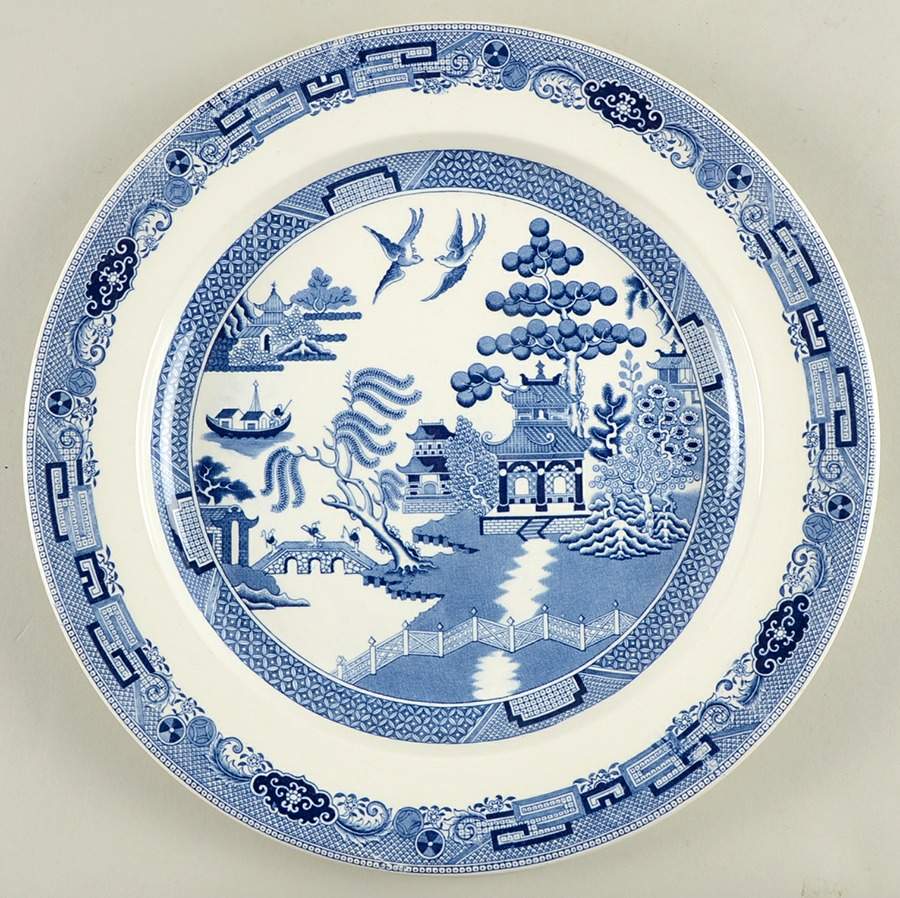 Willow Blue (Older, Smooth) 12" Chop Plate (Round Platter) by Wedgwood-1