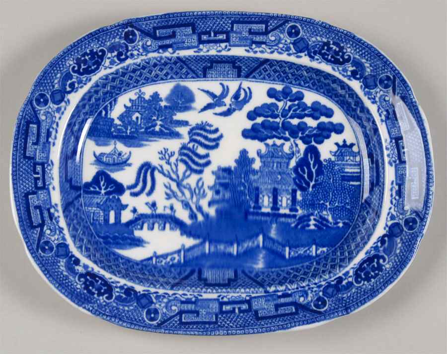 Willow Blue (Older, Smooth) 9" Oval Serving Platter by Wedgwood-1