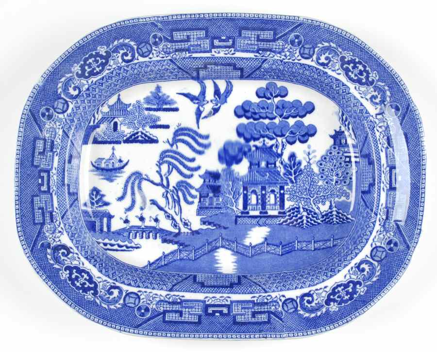 Willow Blue (Older, Smooth) 13" Oval Serving Platter by Wedgwood-1