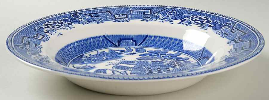 Willow Blue (Older, Smooth) Large Rim Soup Bowl by Wedgwood-1