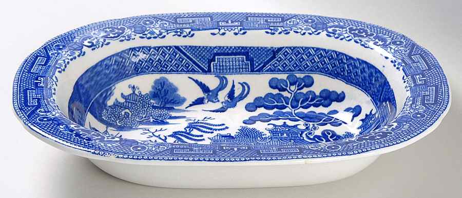 Willow Blue (Older, Smooth) 9" Oval Vegetable Bowl by Wedgwood-1