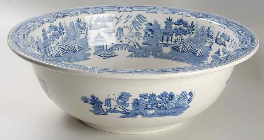 Willow Blue (Older, Smooth) 120 Oz Pitcher & Bowl Set-Bowl by Wedgwood-1