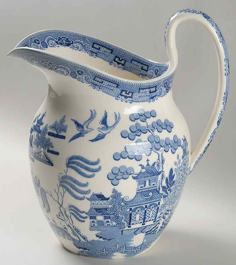 Willow Blue (Older, Smooth) 120 Oz Pitcher & Bowl Set-Pitcher by Wedgwood-1