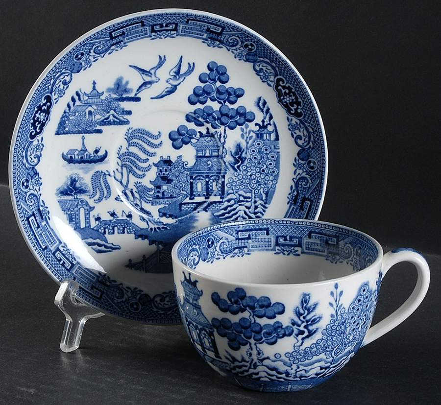 Willow Blue (Older, Smooth) Oversized Cup & Saucer Set by Wedgwood-1