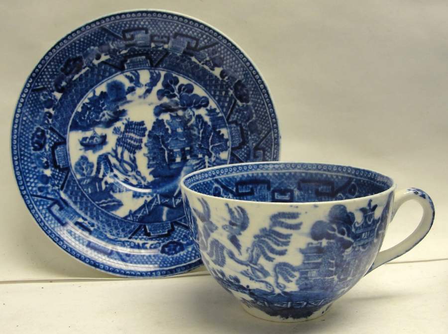 Willow Blue (Older, Smooth) Flat Cup & Saucer Set by Wedgwood-1
