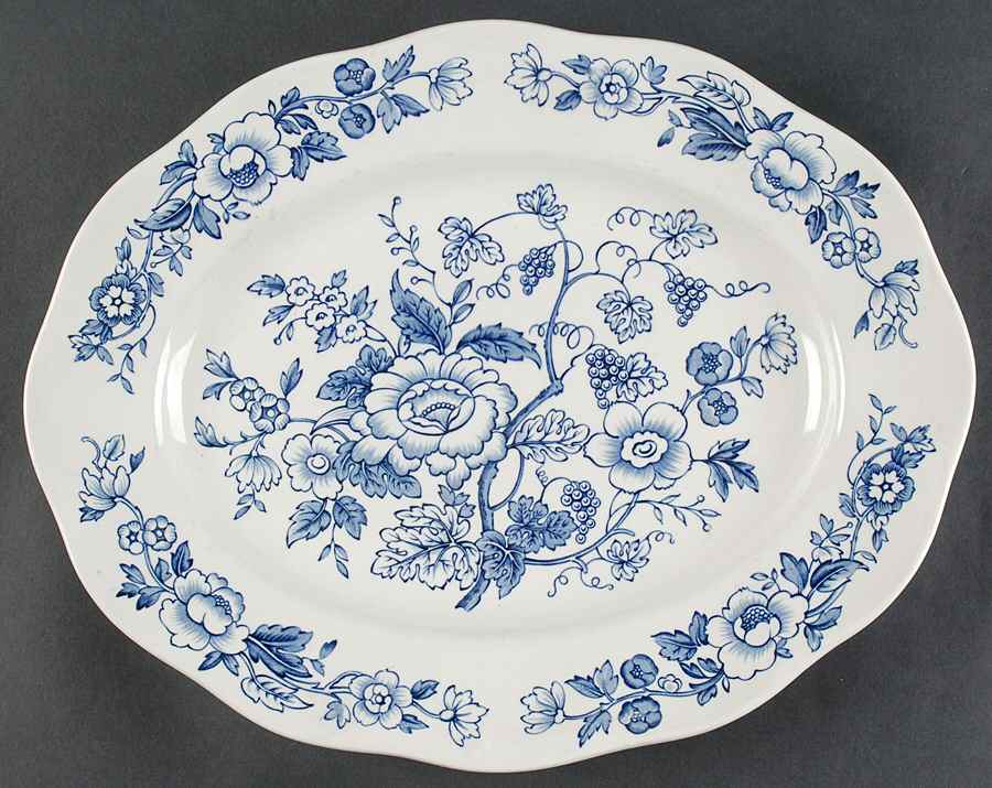 Windermere Blue and White 14" Oval Serving Platter by Wedgwood-1