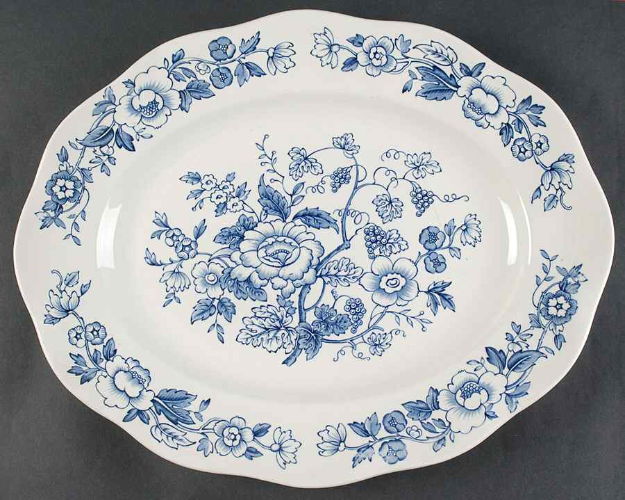 Windermere Blue and White 16" Oval Serving Platter by Wedgwood-1