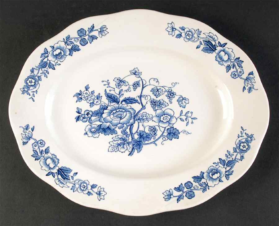 Windermere Blue and White 12" Oval Serving Platter by Wedgwood-1