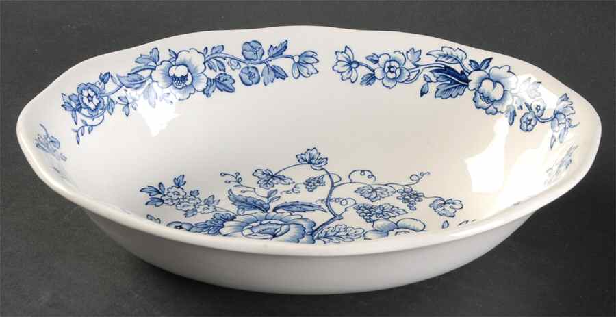 Windermere Blue and White 9" Oval Vegetable Bowl by Wedgwood-1