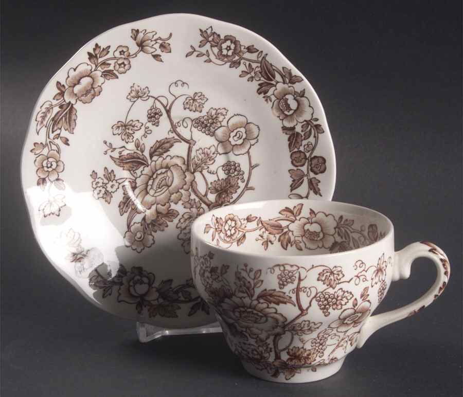 Windermere Brown Flat Cup & Saucer Set by Wedgwood-1
