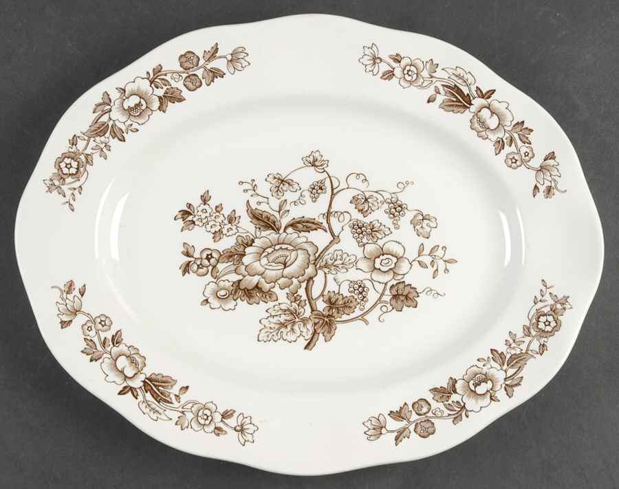 Windermere Brown 12" Oval Serving Platter by Wedgwood-1