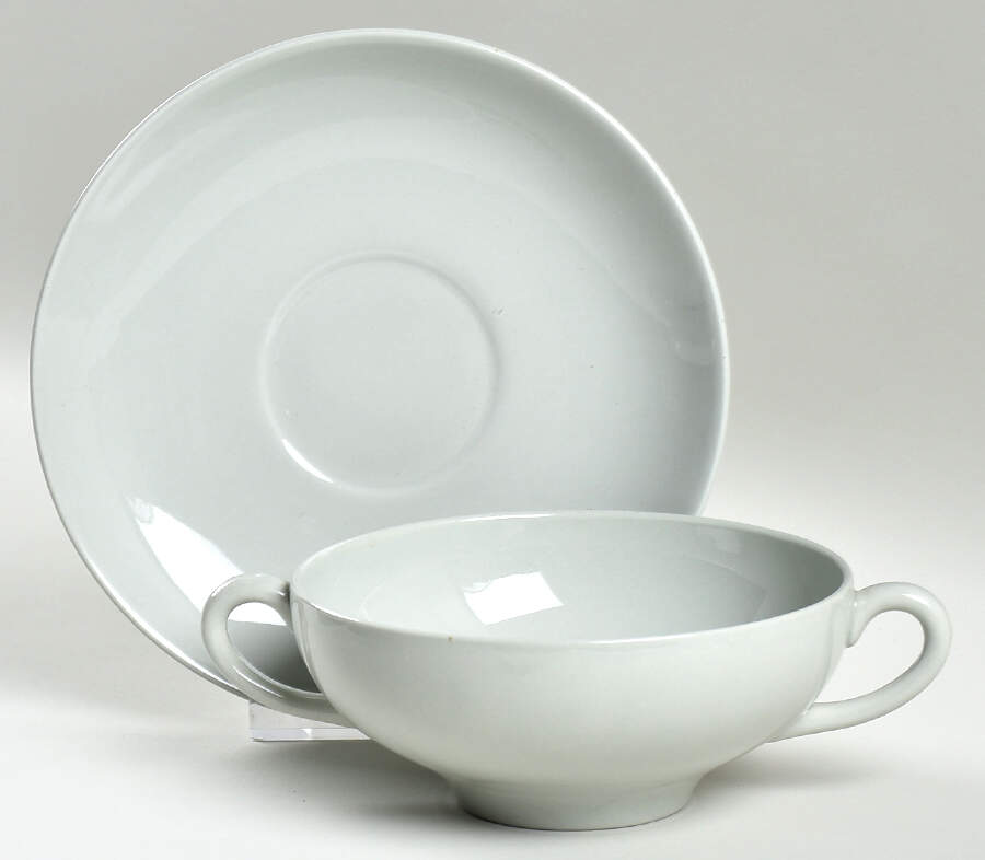 Windsor Grey Flat Cream Soup Bowl & Saucer Set by Wedgwood-1