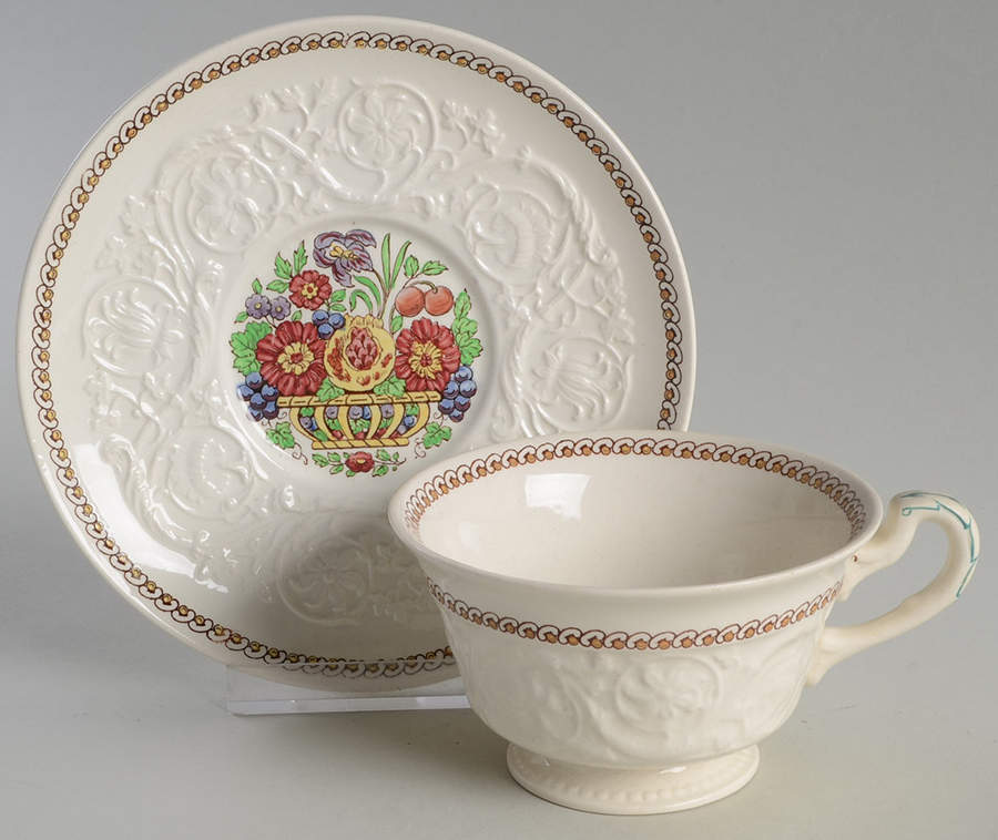Windermere Multicolor Footed Cup & Saucer Set by Wedgwood-1