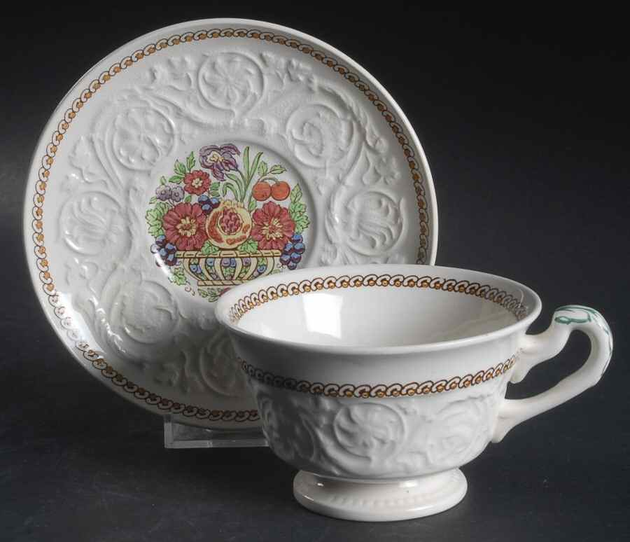 Windermere Multicolor Footed Cup & Saucer Set by Wedgwood-1