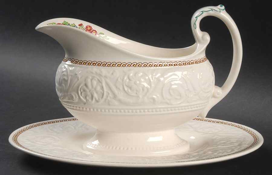 Windermere Multicolor Gravy Boat with Attached Underplate by Wedgwood-1
