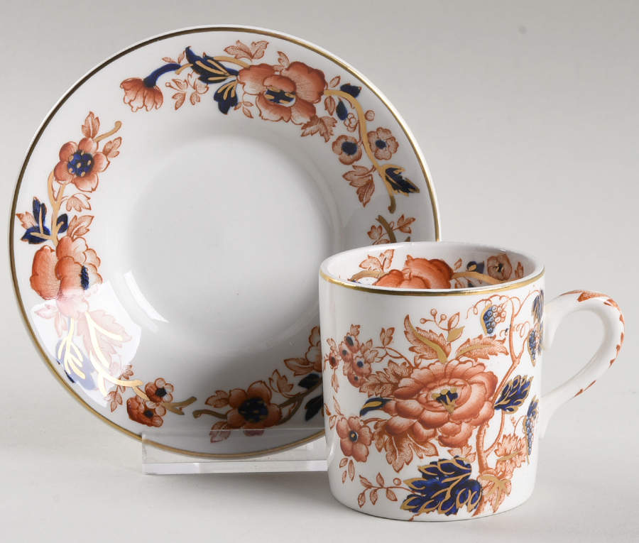 Windermere Orange and Blue Flat Demitasse Cup & Saucer Set by Wedgwood-1