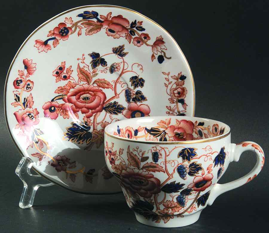 Windermere Orange and Blue Flat Cup & Saucer Set by Wedgwood-1