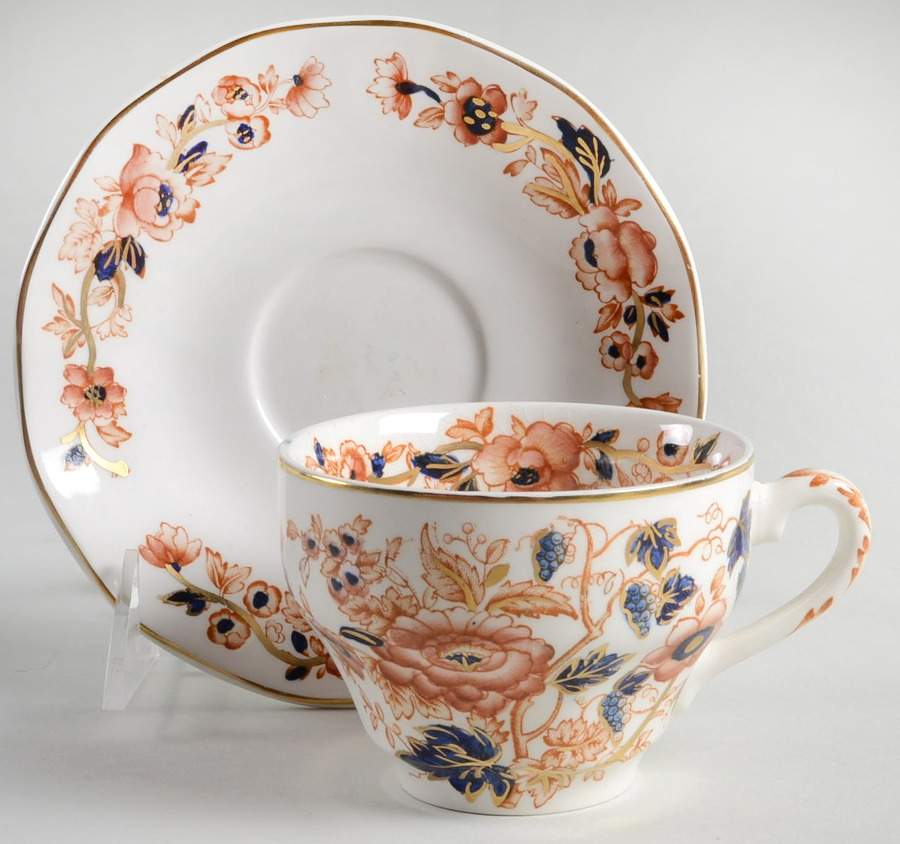 Windermere Orange and Blue Flat Cup & Saucer Set by Wedgwood-1