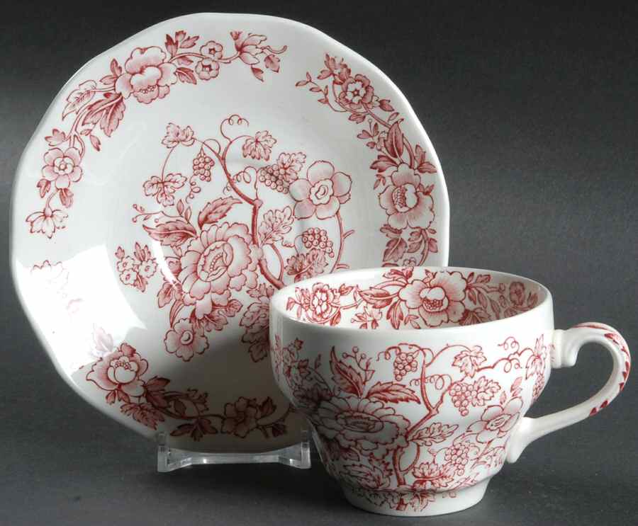 Windermere Red Flat Cup & Saucer Set by Wedgwood-1